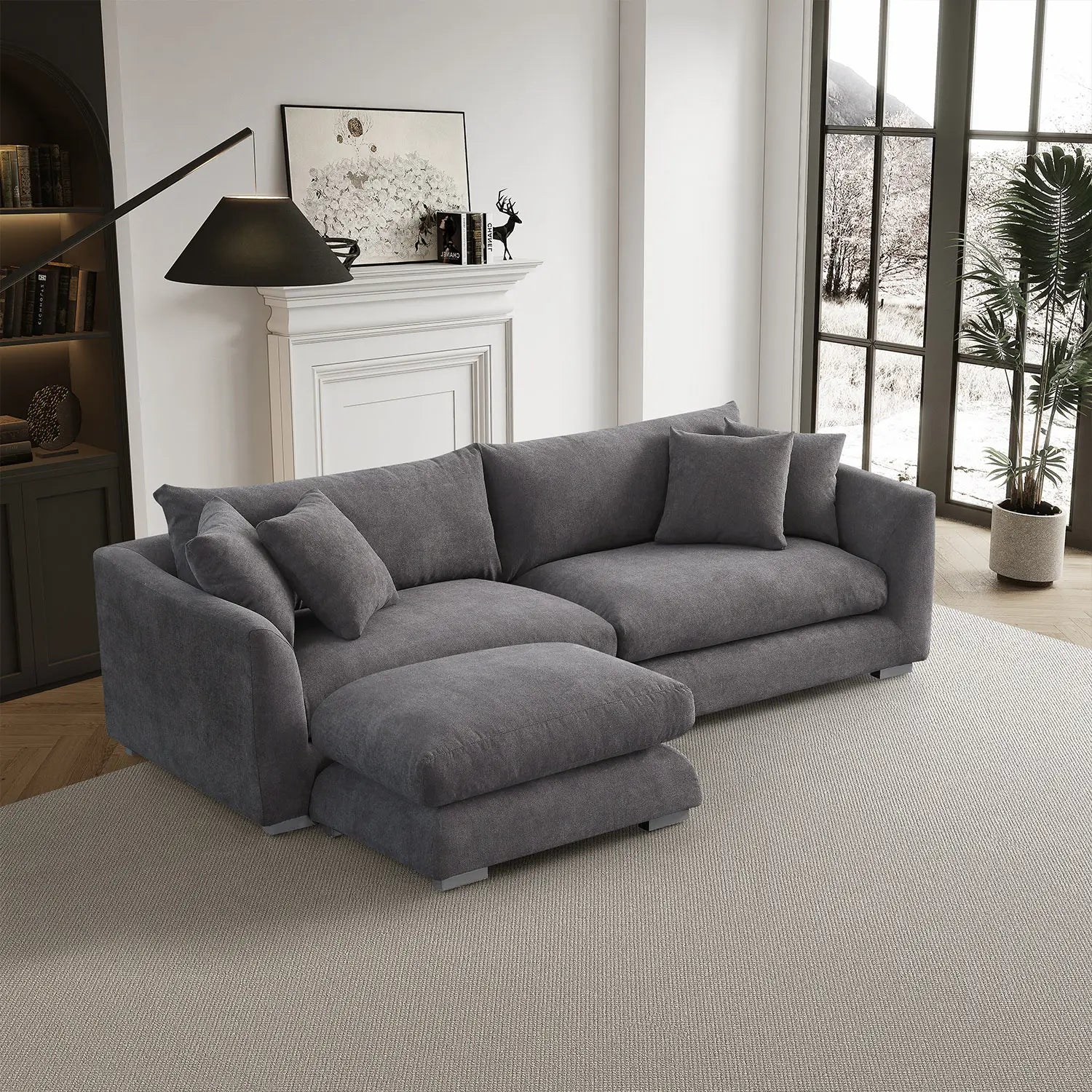 Sydney Feather 2.0 Sofa + Ottoman - Grey