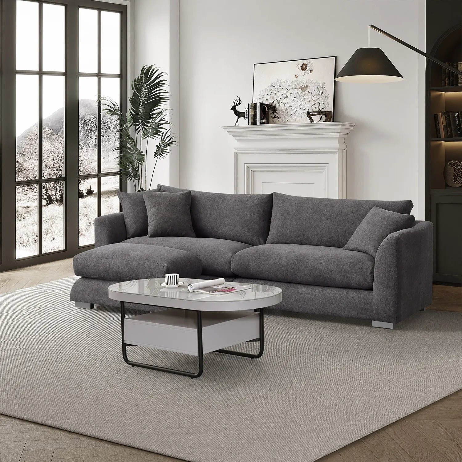 Sydney Feather 2.0 Sofa + Ottoman - Grey